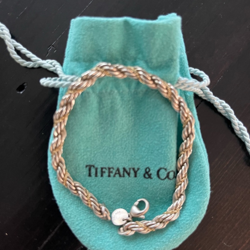 Excellent used condition Tiffany & Co. Sterling silver bracelet with 18k gold